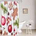 thumbnail image 1 of Light Brown Christmas Gingerbread Tree Decor Shower Curtain,Green Pine Branches Bathroom Decor Polyester Fiber Plastic Rings Quick-Drying Waterproof for Bathtubs/Bathroom, 72x36 inches, 1 of 6