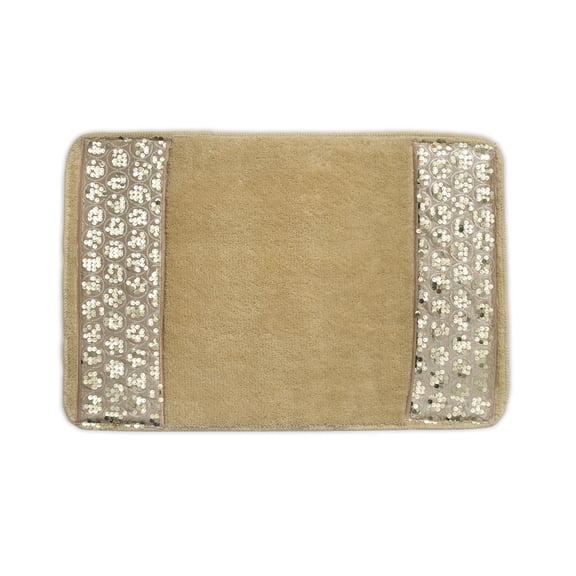 Zahari Home Sinatra Bathroom Rug Classic Bath Rug Stylish Bling Bath Mat, Size 32" x 21", Champagne