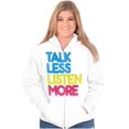 thumbnail image 3 of Talk Less Listen More Inspirational Unisex Fleece Graphic Zip Up Hoodie Brisco Brands 5X, 3 of 5