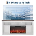 thumbnail image 3 of Garvee Fireplace TV Stand for TVs up to 75", Farmhouse Entertainment Center with 36" Electric Fireplace & LED Lights, Media TV Console Table with Storage Cabinets for Living Room, White and Brown, 3 of 9