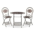 thumbnail image 3 of Alpine Corporation 3-Piece Metal Floral Outdoor Patio Bistro Set, Brown, 3 of 12