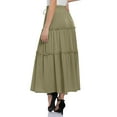 thumbnail image 4 of Yesfashion Women Maxi Skirt Boho Elastic High Waist Pleated A-line Flowy Ruffle Swing Tiered Long Beach Skirt, 4 of 5