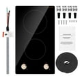 thumbnail image 3 of KFFKFF 2 Burner Built-in Electric Cooktop, 3500W Electric Ranges with 12 Heat Levels, Glass Top, Automatic Power-Off, Regulated by Knobs, 3 of 9