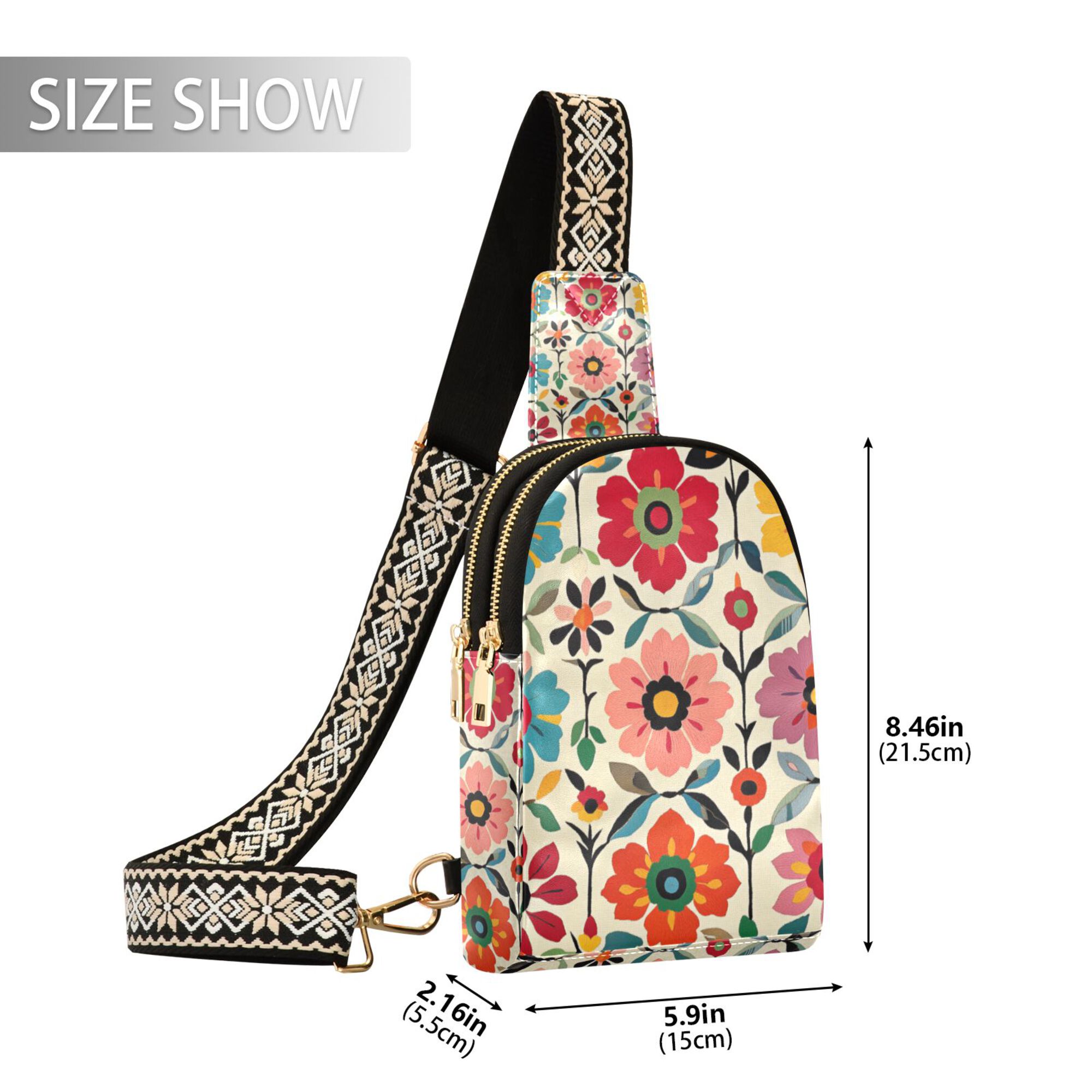FORMRS Womens Crossbody Sling Bag Travel Daypack Shoulder Chest Backpack, Colorful Flowers