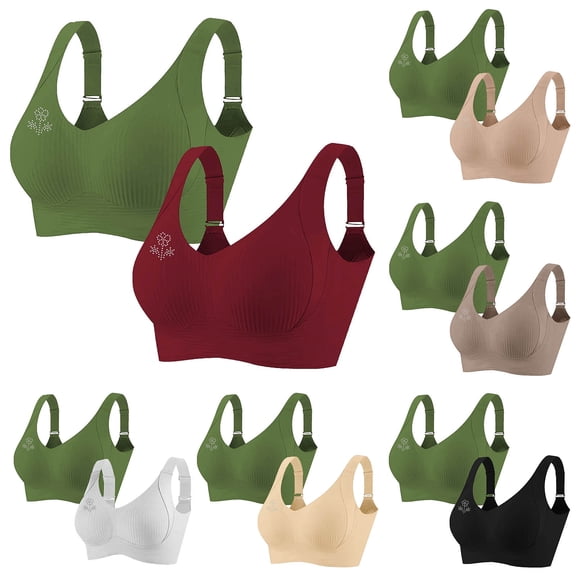 Paiwinds Women's Sports Bras 2-Pack Fashion Wirefree Seamless Rhinestone Everyday Comfort Support Casual Wear, Size 34BCD-46BCD