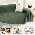 thumbnail image 3 of Couch Cover for Sofa Couch Covers for Pets, Non Slip Dogs Furniture Protector with Tassels for Living Room Non Slip Washable Furniture Protector Cover for Pet, Cat, 91"x118", Moss Green, 3 of 9