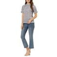 thumbnail image 3 of Allegra K Women's Floral Ruffled Short Sleeve Ruffle Neck Casual Blouses, 3 of 7