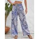thumbnail image 4 of Pantalones De Pierna Ancha Con Estampado De Paisley Bohemio, Pantalones Elásticos Con Cordón Bohemio, Ropa De Mujer, 4 of 4