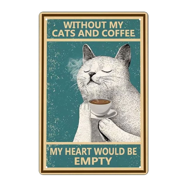 Plato de Metal Wdftyju Vintage Gato 20 x 30 cm Café con Leche