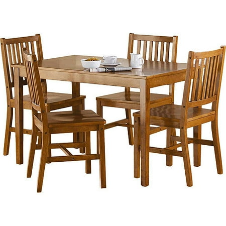 Mainstays 5 Piece Wood Dining Set, Acorn