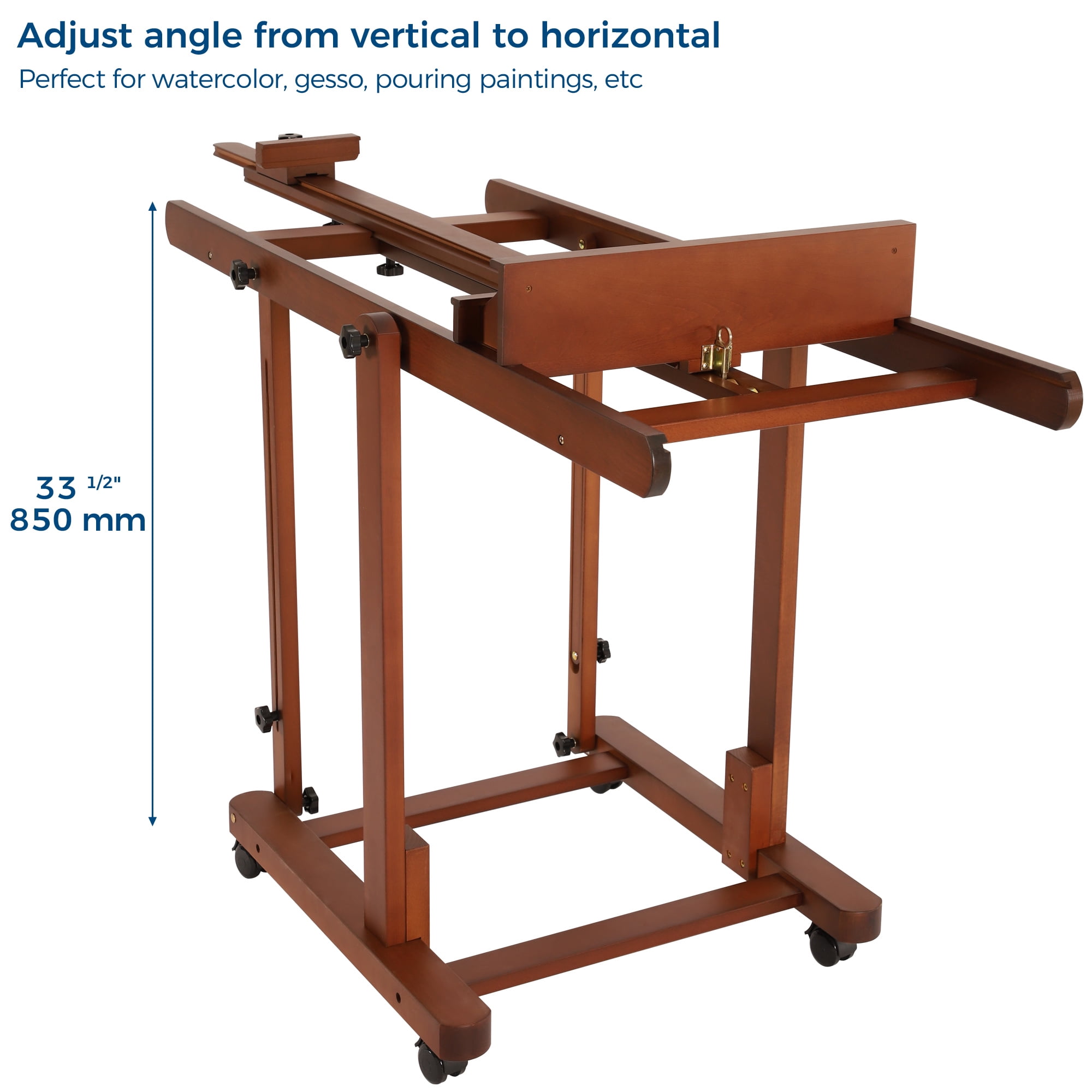 VISWIN Heavy-Duty Extra Large Wood H Frame Easel, Hold Canvas to 82"-Walnut