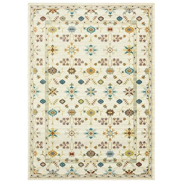 LR Home GALAC81277CMT89B9 Gala Provincial Bliss Indoor Area Rug, Cream Multi - 8 9 x 11 ft. 9 in.