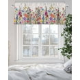 thumbnail image 5 of Colorful Flower Valances for Windows Floral Farmhouse Garden Beige Texture Valance Rod Pocket Light Filtering Short Window Treatments Curtains for Kitchen Bathroom Living Room Bedroom, 42 x 18 Inch, 5 of 7