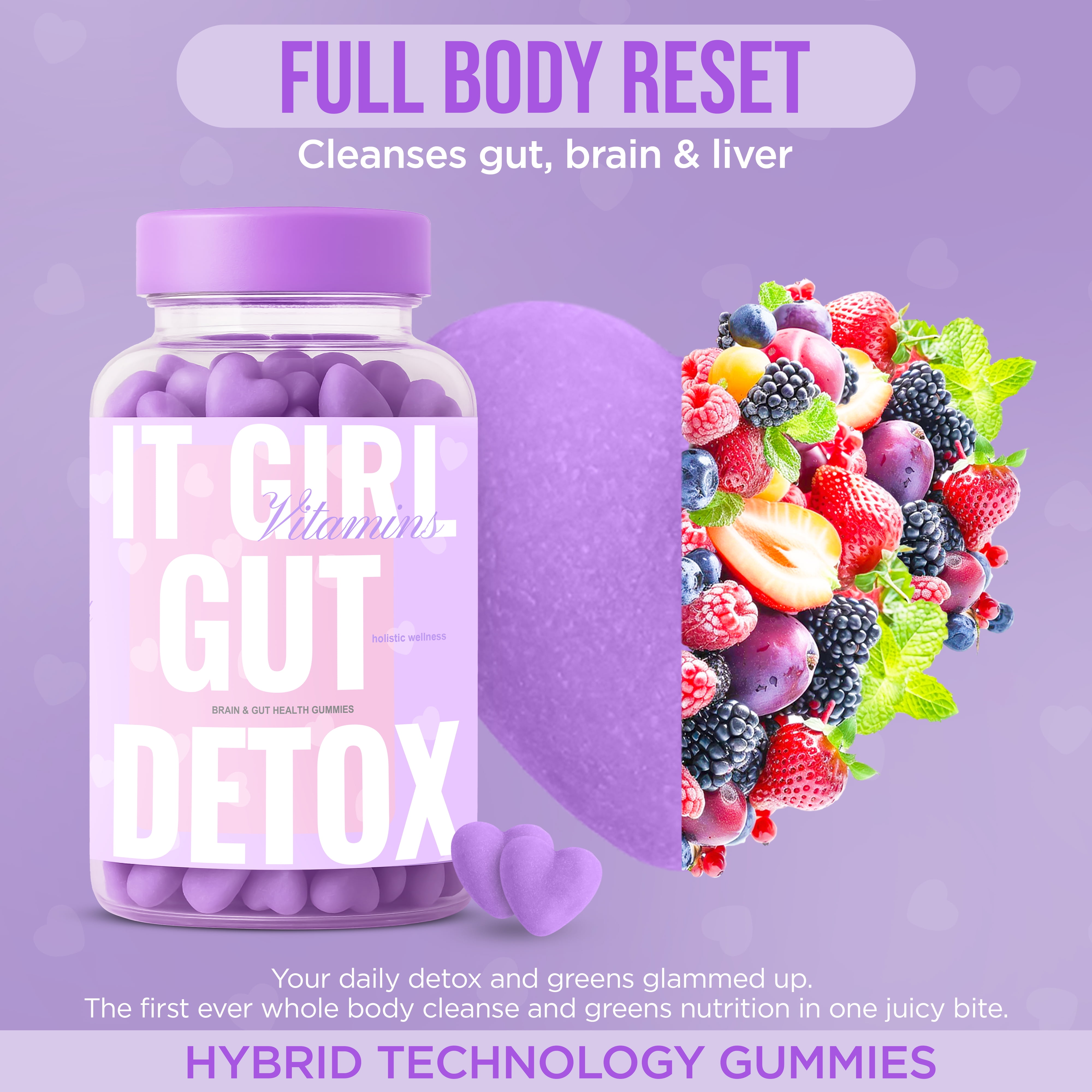 Daily Gut Health Gummies, Women's Multi-Vitamins & Superfoods + Natural Organic Detox, Digestive Enzymes, Probiotics 6 Billion CFUs, Debloat, Metabolism, Immunity, Vegan Wellness, 60 Count
