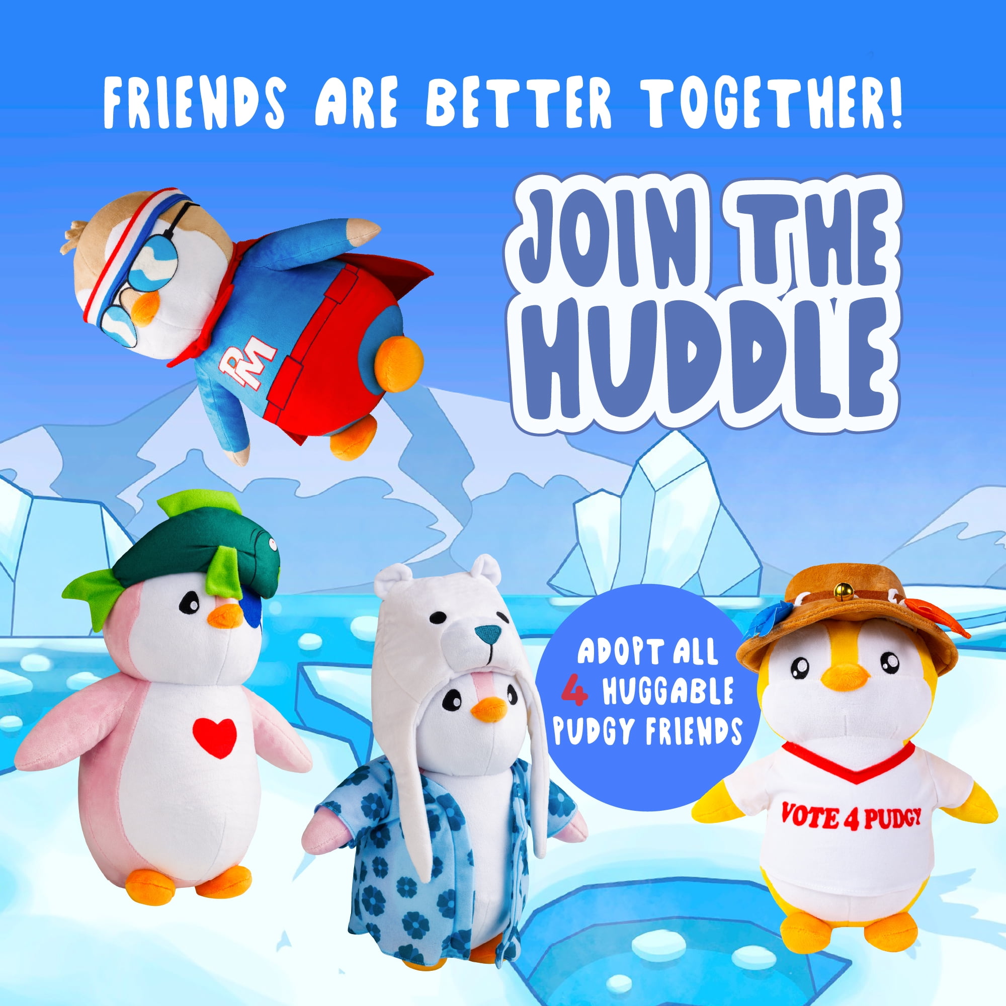 Pudgy Penguins 12-inch White-Pink Huggable Plush with Multicolor Accessories