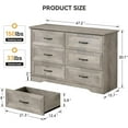 thumbnail image 2 of Twister.CK 6 Drawers Dresser for Bedroom, Chest of Drawers with Wide Metal Handle, Modern Wooden Storage Organizer Dresser for Bedroom Living Room, Gray, 2 of 9