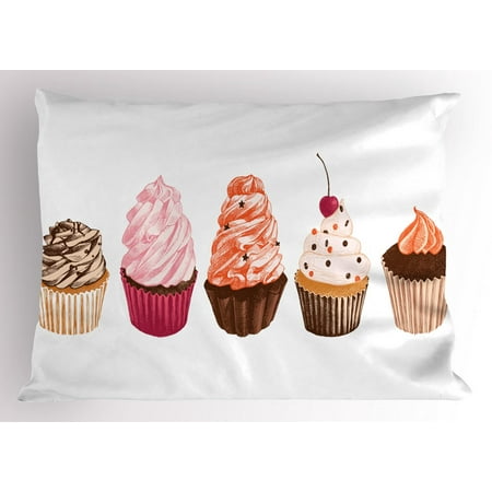 Cupcake Pillow Sham Different Flavored Cakes Kitchen Pastry Cafe Theme Buttercream Tasty Dessert Print Decorative Standard Queen Size Printed Cupcake Pillow Sham Different Flavored Cakes Kitchen Pastry Cafe Theme Buttercream Tasty Dessert Print Decorative Standard Queen Size Printed