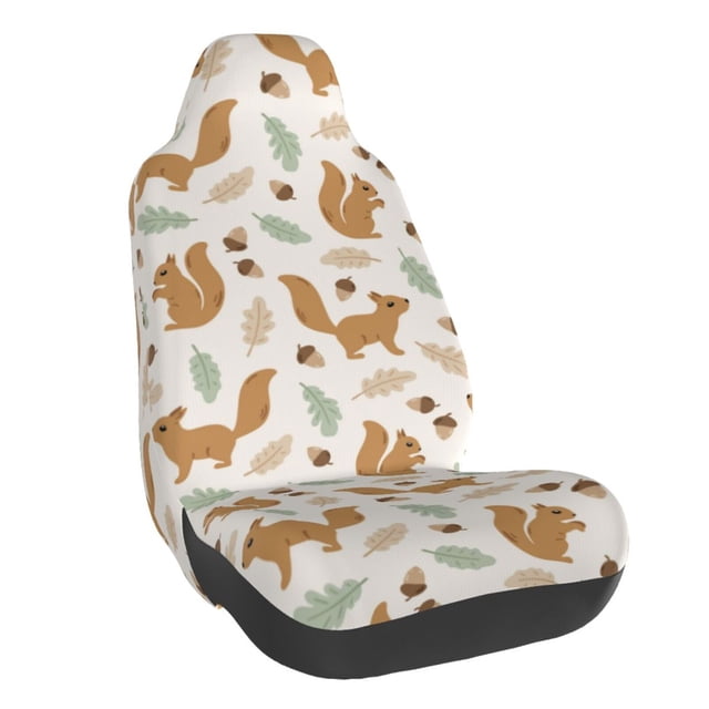 Lsque Squirrel And Leaves Pattern Car Seat Covers for Front Seats , Waterproof Seat Covers for Cars, Sporty Front Seat Covers,Car Seat Cover Protector Front Seats