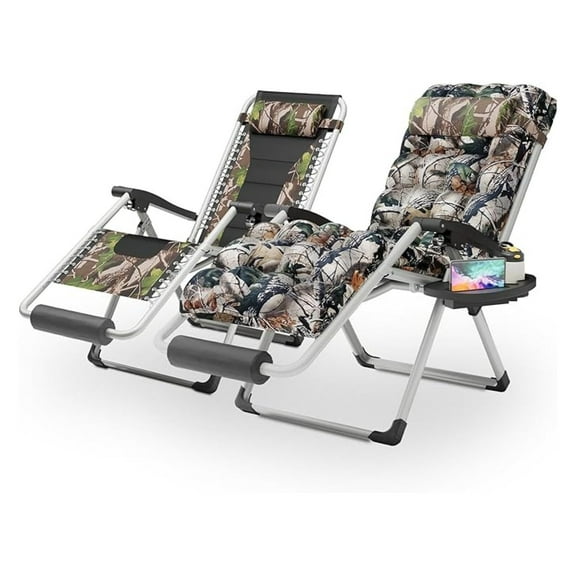 WDZS Indoor Zero Gravity Lounge Chairs Set of 2 with Cushion, 25" Reclining Patio Chair Foldable Outdoor Anti-Gravity Recliner Chairs, 330lb Weight Capacity, Jungle