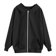 thumbnail image 4 of Fiaer,Zip up Hoodies for Women,Womens Long Sleeve Oversized Drawstring Casual Trendy Solid Loose Fit Pocket Hooded Sweatshirts Black L, 4 of 4