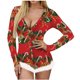thumbnail image 1 of Pijama de lencería sexy de manga larga con detalle de plumas y cuello en V con estampado navideño para mujer Fridja nalpqowj17839, 1 of 8