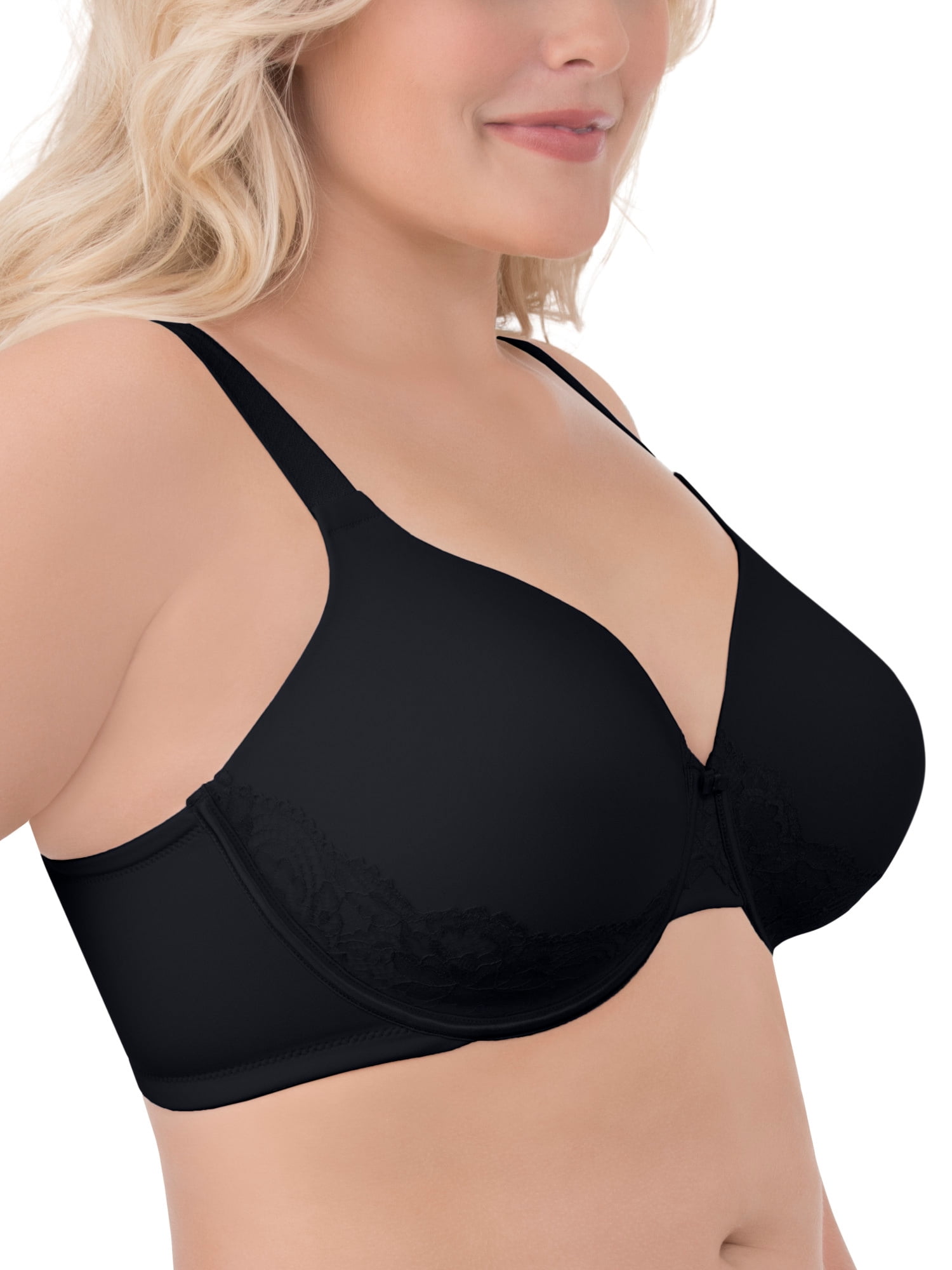 Women's Vanity Fair 76382 Beauty Back Lace Full Figure Underwire Bra (Midnight Black 36DD)