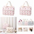 thumbnail image 4 of Lunch Bag 1 | Cute Floral Quilted Lunch Tote for Women with Front Pocket Insulated Cooler Bag for Work Easy Carry Lightweight Lunch Container#, 27X19X1.5 cm, Pink, 4 of 9
