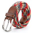 thumbnail image 1 of Cinturón tejido elástico para hombres Cinturón elástico de lona informal para mujer Cinturón con hebilla de pin versátil Colores mezclados ZefeiWu 9024715111425, 1 of 2