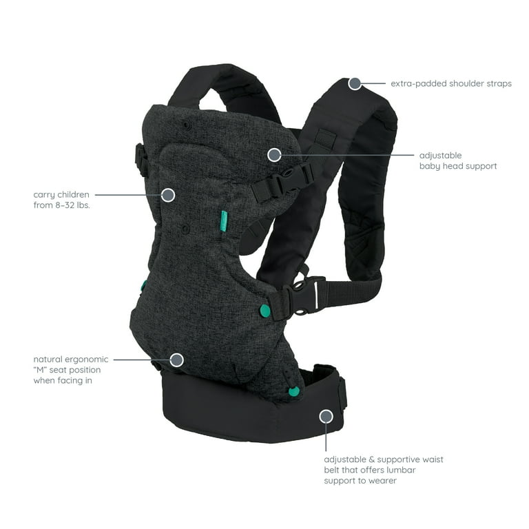 Infantino Flip 4-in-1 Convertible Baby Carrier, 4-Position, 8-32lb, Black