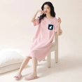 thumbnail image 1 of Ropa de dormir larga de verano para mujer, camisón holgado de manga corta adelgazante de talla grande MM de 200 libras de capacidad máxima, ropa para el hogar, 1 of 5