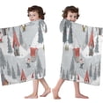 thumbnail image 4 of Gray Christmas Gnome Village Pattern Hooded Bath Towel，60"x35" for Ages 3 To 12 Kids, Quick Dry Lightweight Soft Microfiber Hood Beach Towel Cover Up for Kids, 4 of 7