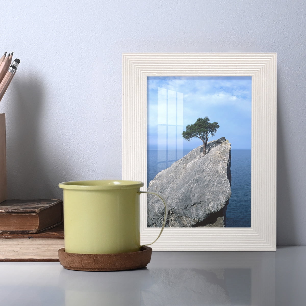 Grooved 3.5 in. x 5 in. White Picture Frame Set (Set of 4)