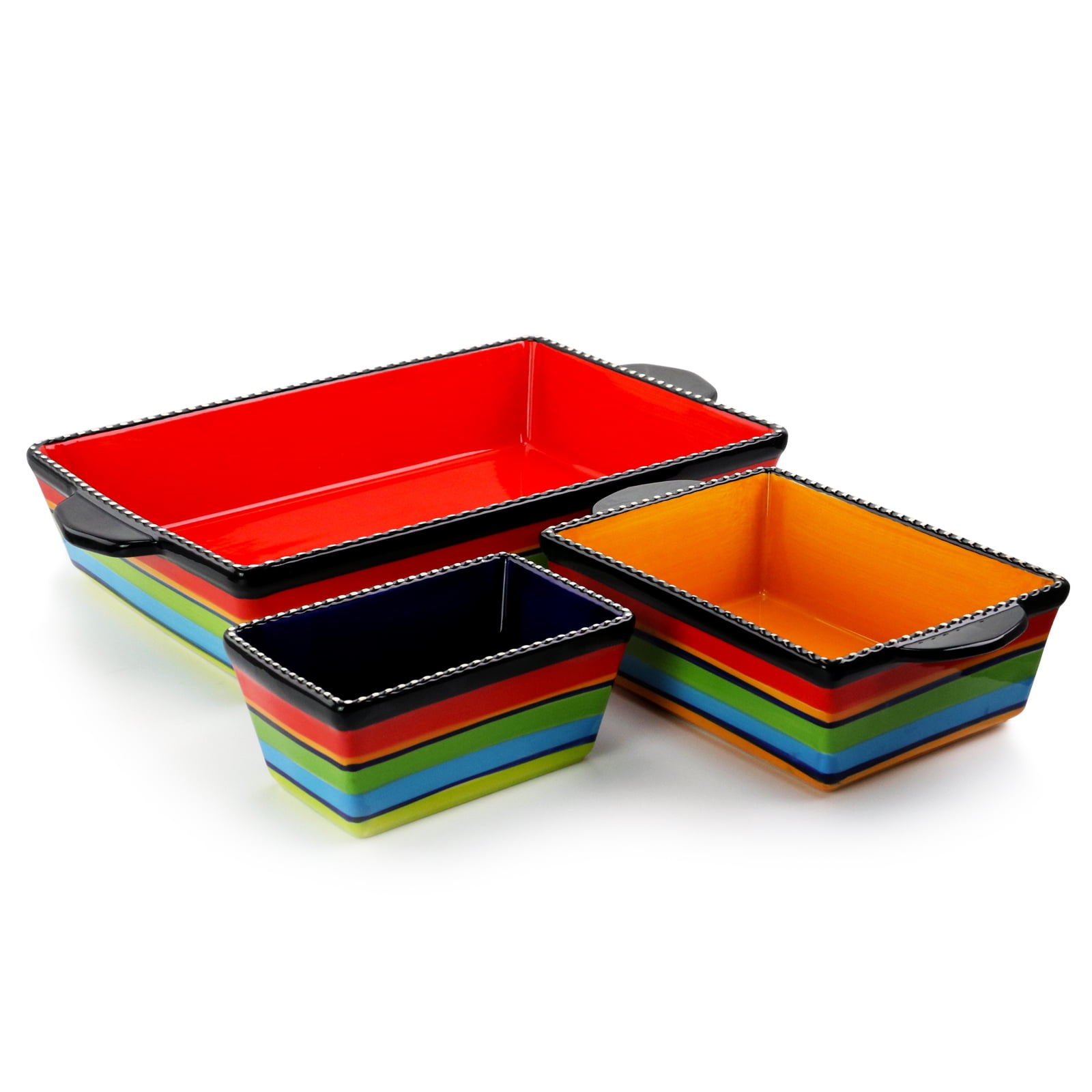 Gibson Elite Pueblo Springs 3 Piece Multicolor Stoneware Bakeware Set