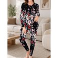 thumbnail image 4 of Women's Lounge Sets 2 Piece Dark Vintage Floral Pajamas Soft Long Sleeve Sleep Top and Pants, 4 of 7
