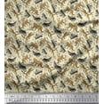 thumbnail image 1 of Soimoi Silk Fabric Leaves & Leopard Animal Decor Fabric Printed Yard 42 Inch Wide, 1 of 1