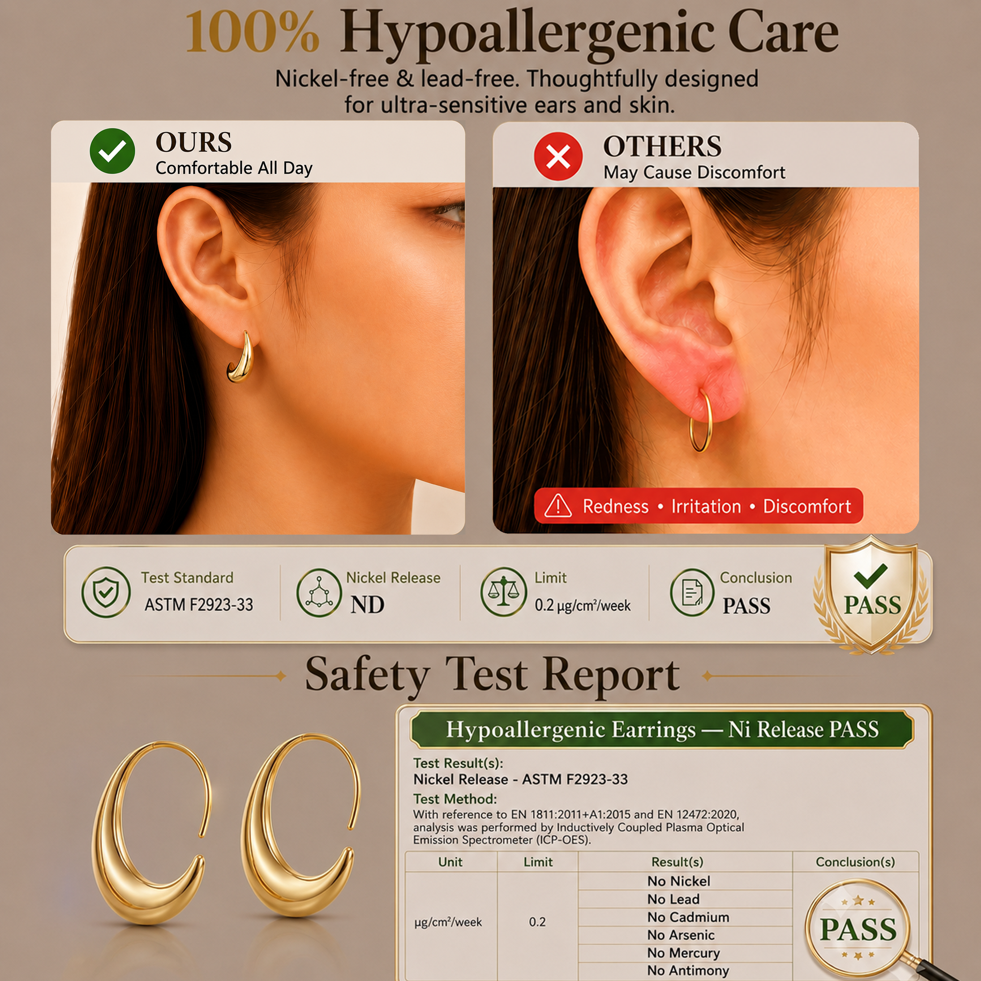 Eclipton 14K Gold Plated Crescent Hoop Earrings photo 5
