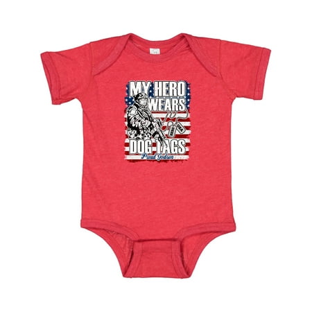 

Inktastic Proud Godson My Hero Wears Dog Tags USA Flag Gift Baby Boy Bodysuit