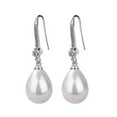 thumbnail image 2 of Anvazise 1 Pair Women Earrings Oval-shaped Faux Pearls Jewelry Shining Rhinestones Hook Earrings for Prom White, 2 of 13
