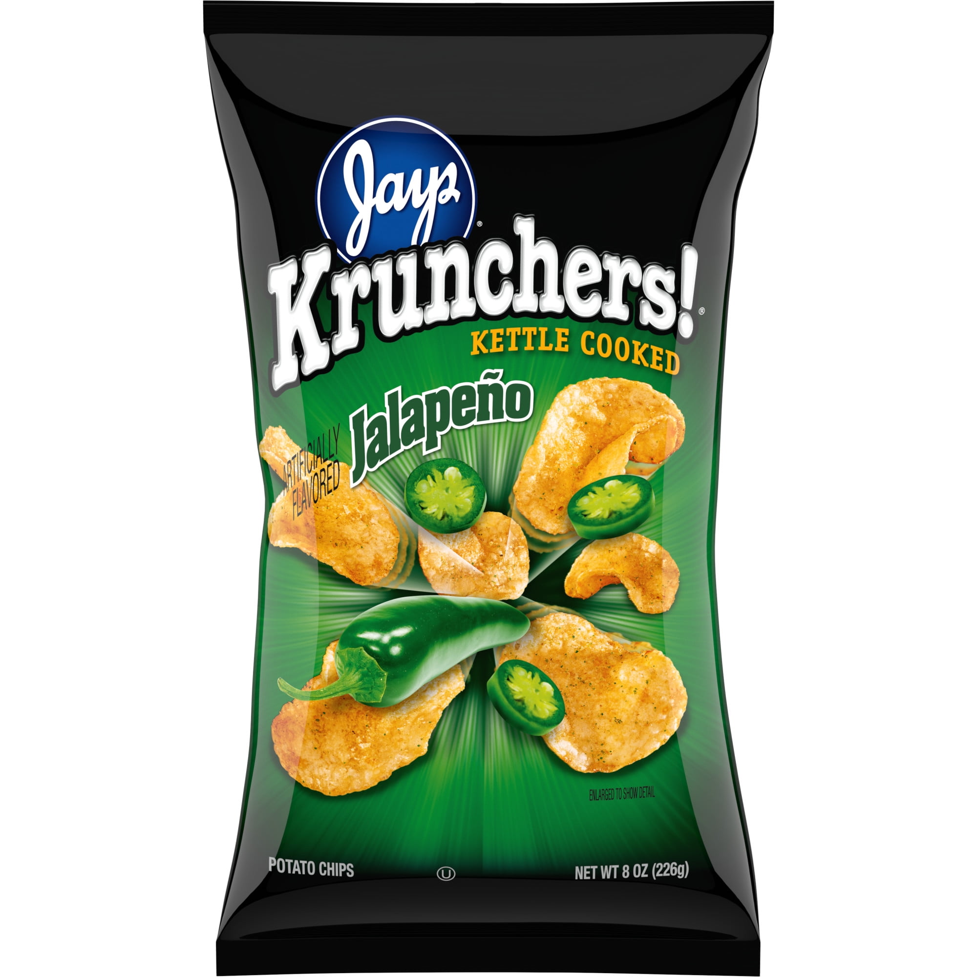 Krunchers! Kettle Cooked Potato Chips, Jalapeno Flavored Chips, 8 oz