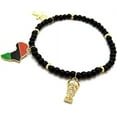 thumbnail image 2 of Icemond Women's Egyptian Symbols Charm 6mm 10" to 12" Stretchable Wooden Bead Anklet in Gold Tone, 2 of 4