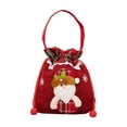 thumbnail image 2 of Festive Gift Bags Reusable Drawstring Gift Sacks with Handle Santa Holiday Xmas Party Favor Wrapping Bags for Candy Cookies Small Toys Stocking Stuffers, Set of 1, Cloth, 2 of 7