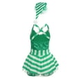 thumbnail image 2 of TiaoBug Kids Girls Sequins Sleeveless Ballet Dance Leotard Christmas Candy Cane Sriped Costume Green 4, 2 of 6