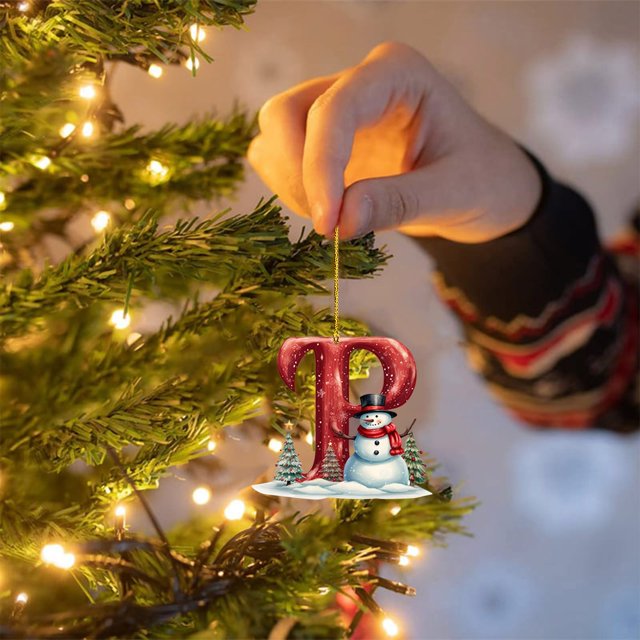 Christmas Snowman 26 Letter Alphabet Pendant Ornaments Christmas Tabletop Decorations Set