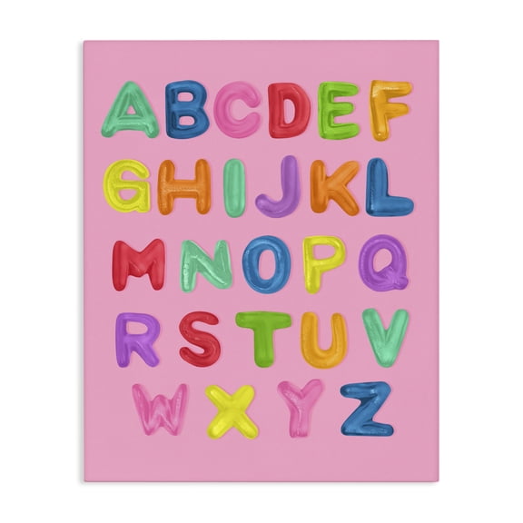 Stupell Industries Contemporary Gummy Alphabet over Pink Canvas Art, 16 x 20, by LISH Creative
