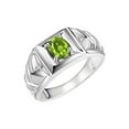 thumbnail image 3 of RYLOS Men's Rings Sterling Silver Rings Designer Weave Band 7X5MM Oval Gemstone & Diamond Ring Peridot August Birthstone Rings For Men Size 10, 3 of 7