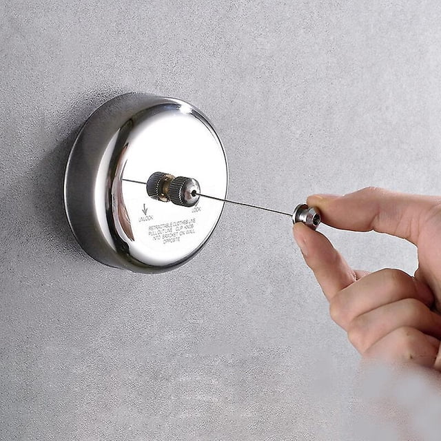 Acciaio inossidabile 304, Rotondo, retráctil, stendibiancheria da bagno invisible appendiabiti da parete 2,8 m-20 kg corda di nylon