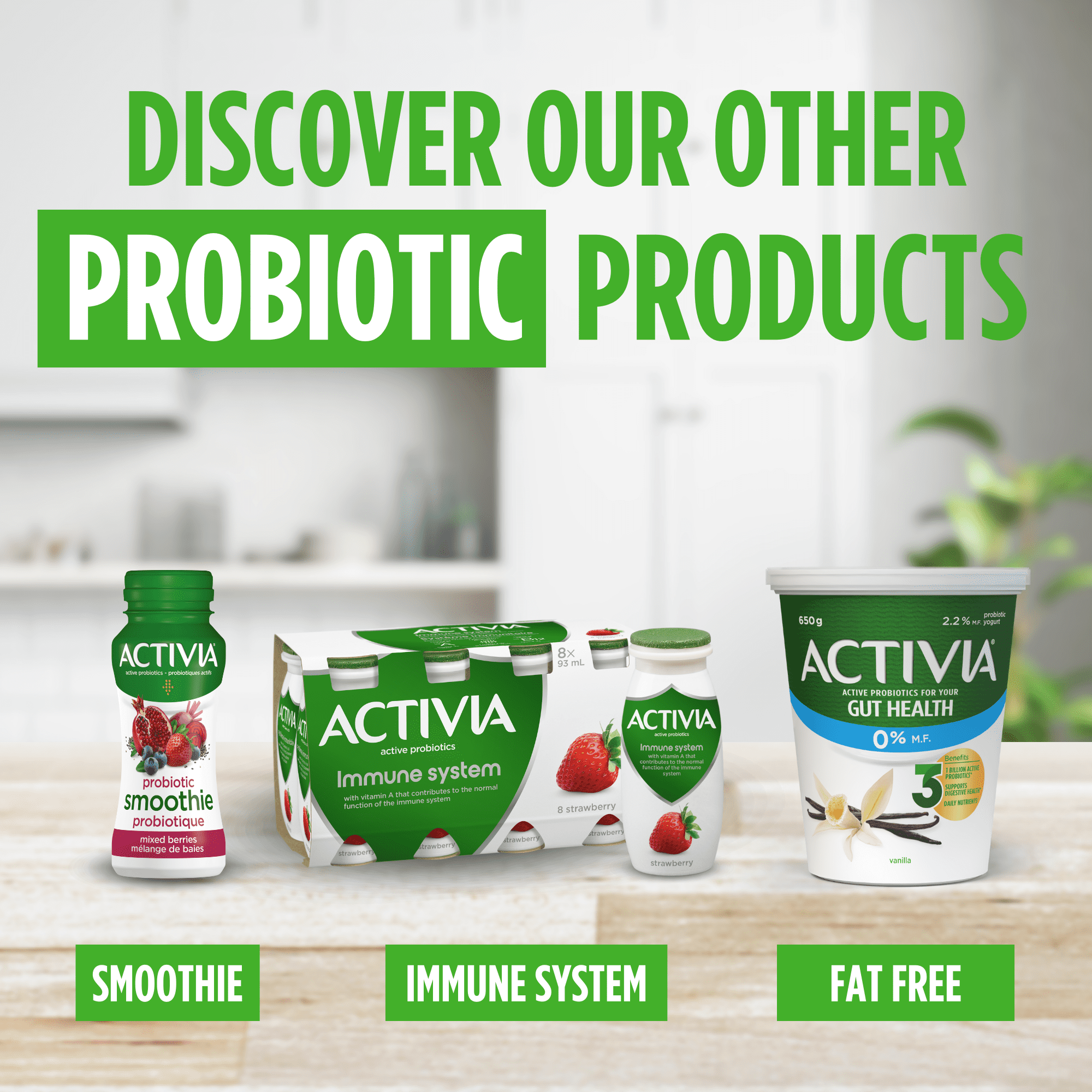Activia Probiotic Yogurt, Lactose Free, Vanilla/Raspberry/Cherry/Strawberry, 12 x 100 g