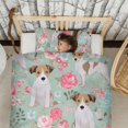 thumbnail image 3 of Jack Russell Terrier Dog and Flower Duvet Cover and Pillowcase Set for Single Bedding, Bedroom Accessories for Kids Teens, 3 of 5