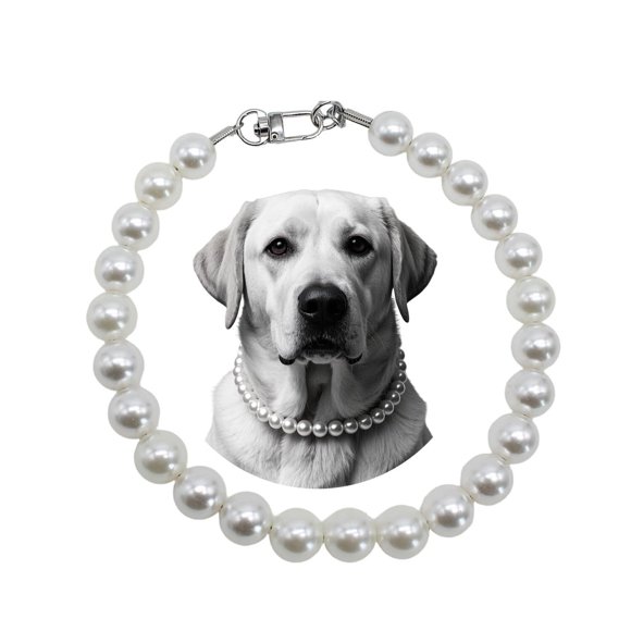 1pcs Pearl Beaded Dog Collar with Steel Wire Rope, Female Pearl Collars for Small Breed Dogs, White Puppy Necklace with Adjustable Chain, Pet Cat Wedding Jewelry Accessories