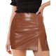 thumbnail image 1 of Xishao Falda de piel sintética para mujer, cintura alta, sexy, dividida, mini lápiz corto Xishao ropa, 1 of 2